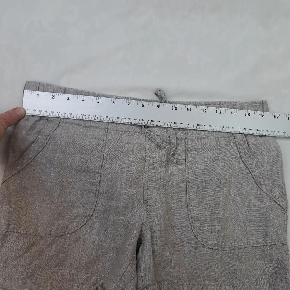 Athleta Linen Shorts Women's‎ Drawstring Waist Pockets Gray Size 10